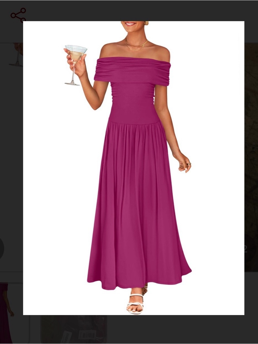 One-Shoulder Fuchsia Maxi Dress with Ruched Bodice